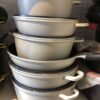 6-Piece Granite Coated Cookware Set Grey Double Handles with Lids