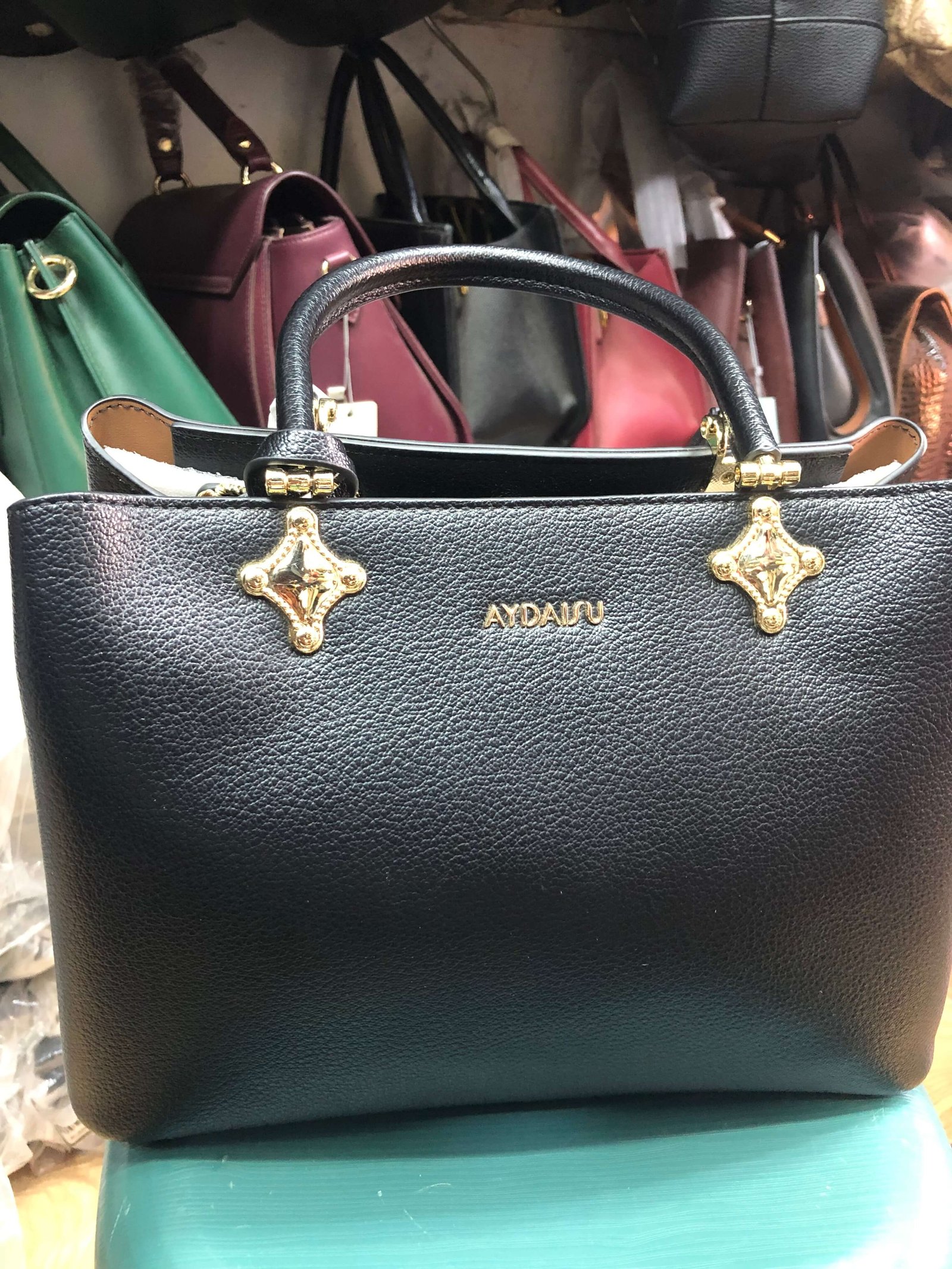 Aydaisu Women’s Tote Bag (Black Pebbled Leather Luxury Handbag)