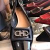 Black Patent Ballet Flats (Crystal Logo Elegant Women’s Flat Shoes)