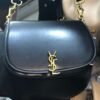 Black Smooth Leather Saddle Crossbody Bag