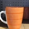 Ceramic Coffee Mug with Orange Brushstroke Stripe Design