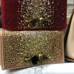 Crystal Embellished Skull Clasp Evening Bag
