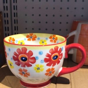 Floral Print Ceramic Mug (Large Elegant Coffee and Tea Mug)