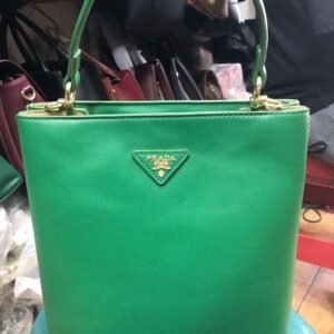 Green Saffiano Bucket Bag (Luxury Leather Fashion Handbag for Women)
