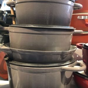 Grey Enamel Cast Iron Cookware Set (Premium Non-Stick Kitchen Pot Collection)
