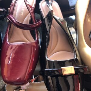 Kathy Mary Jane Flats (Burgundy Patent Leather Square Toe Shoes for Women)