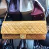 Mustard Yellow Diamond Quilted Patent Shoulder Bag