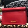 Red Smooth Leather Flap Shoulder Bag