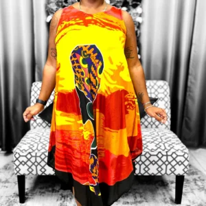 Afrocentric Graphic Sleeveless Summer Dress / Beach Cover-up