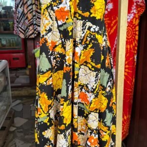 Vibrant African Batik Print Halter Neck Maxi Dress with Dramatic Shirt Collar