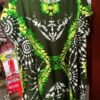 Vibrant Olive and Lime Green Tie-Dye Boubou Dress