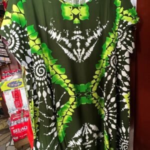 Vibrant Olive and Lime Green Tie-Dye Boubou Dress
