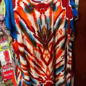 Vibrant African Print Tie-Dye Kaftan | Loose Fit Maxi Boubou Dress