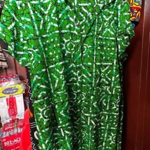 Women's Green Geometric African Print Shirt Dress