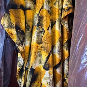 Luxury African Batik Boubou Dress - Yellow & Mustard Kaftan Maxi