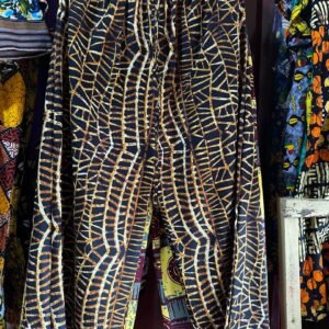 Unisex African Wax Print Wide-Leg Pants – Gold & Black Ankara Trousers