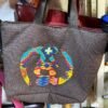 Handcrafted Jute Tote Bag with Patchwork Gye Nyame Adinkra Symbol