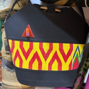Handcrafted Afrocentric Drawstring Backpack – Premium Canvas & Traditional West African Geometric Pattern