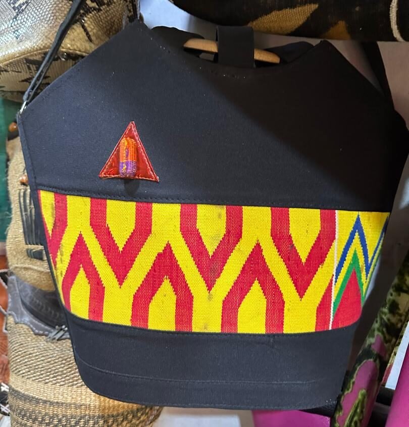 Handcrafted Afrocentric Drawstring Backpack – Premium Canvas & Traditional West African Geometric Pattern