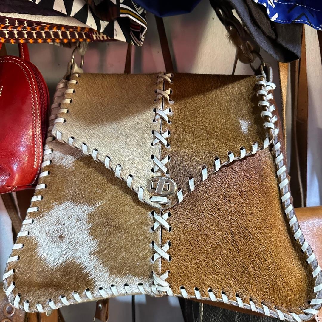 Unique Handcrafted Hair-On Cowhide Leather Shoulder Bag