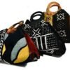Authentic Handmade West African Mud Cloth (Bogolan) Handbag with Round Wooden Handles